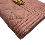 シャネル CHANEL ボーイシャネルスモールフラップウォレット A80734 25番台 ブラック ゴールド金具 キャビアスキン レディース 三つ折り財布