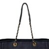 シャネル CHANEL ドーヴィルチェーントートＭＭ A67001 30番台 ネイビー ゴールド金具 ストロー/レザー レディース トートバッグ