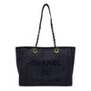 シャネル CHANEL ドーヴィルチェーントートＭＭ A67001 30番台 ネイビー ゴールド金具 ストロー/レザー レディース トートバッグ