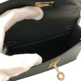 エルメス HERMES ミニケリー2 トリコロール K刻 ヴェールマングローブ/グリパンタン/ブラック ゴールド金具 エプソン レディース ハンドバッグ