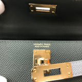 エルメス HERMES ミニケリー2 トリコロール K刻 ヴェールマングローブ/グリパンタン/ブラック ゴールド金具 エプソン レディース ハンドバッグ