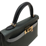 エルメス HERMES ミニケリー2 トリコロール K刻 ヴェールマングローブ/グリパンタン/ブラック ゴールド金具 エプソン レディース ハンドバッグ