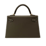 エルメス HERMES ミニケリー2 K刻 エトゥープ ゴールド金具 エプソン レディース ハンドバッグ