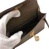 エルメス HERMES ミニケリー2 K刻 エトゥープ ゴールド金具 エプソン レディース ハンドバッグ
