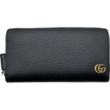グッチ GUCCI GGマーモントロングジップウォレット 428736 ブラック レザー レディース 長財布