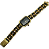 シャネル CHANEL プルミエール S H0001 ブラック ゴールドメッキ クオーツ レディース 腕時計