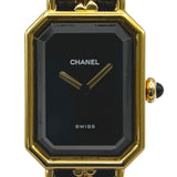 シャネル CHANEL プルミエール S H0001 ブラック ゴールドメッキ クオーツ レディース 腕時計