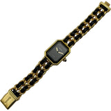 シャネル CHANEL プルミエール S H0001 ブラック ゴールドメッキ クオーツ レディース 腕時計