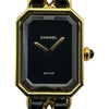 シャネル CHANEL プルミエール S H0001 ブラック ゴールドメッキ クオーツ レディース 腕時計