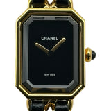 シャネル CHANEL プルミエール S H0001 ブラック ゴールドメッキ クオーツ レディース 腕時計