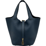 エルメス HERMES ピコタンロックPM W刻印 ブルードプリュス ゴールド金具 トリヨン レディース ハンドバッグ