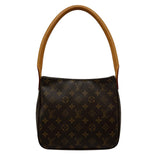 ルイ・ヴィトン LOUIS VUITTON ルーピングMM ブラウン モノグラム/レザー レディース ショルダーバッグ