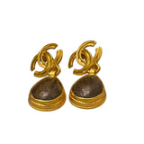 シャネル CHANEL ココマーク ティアドロップ イヤリング ブラウン メタル・ウッド アクセサリー