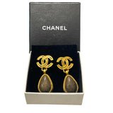 シャネル CHANEL ココマーク ティアドロップ イヤリング ブラウン メタル・ウッド アクセサリー