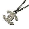 シャネル CHANEL ココマーク ラインストーンネックレス シルバー メタル ストラス アクセサリー ペンダント レディース