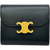 セリーヌ CELINE トリオンフ スモールフラップウォレット 10D783 ブラック シャイニーカーフ レディース 二つ折り財布