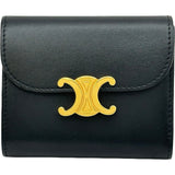 セリーヌ CELINE トリオンフ スモールフラップウォレット 10D783 ブラック シャイニーカーフ レディース 二つ折り財布