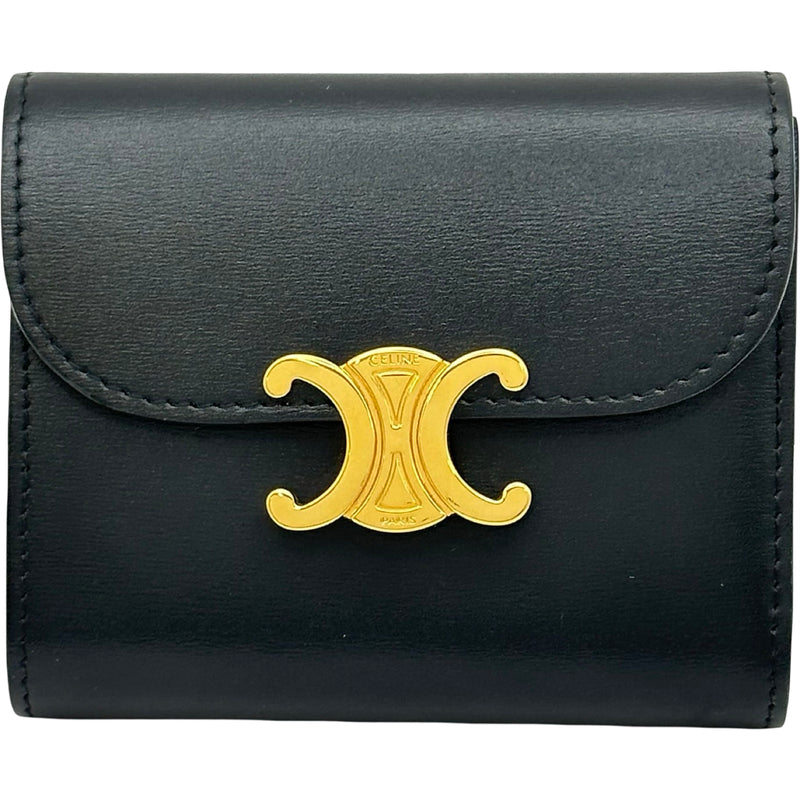 CELINE セリーヌ スモールフラップウォレット ブラックトリオンフ セリーヌ CELINE トリオンフ スモールフラップウォレット 10D783