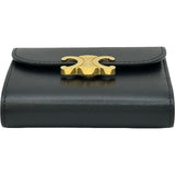 セリーヌ CELINE トリオンフ スモールフラップウォレット 10D783 ブラック シャイニーカーフ レディース 二つ折り財布