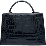 エルメス HERMES ケリー32 外縫い ○L刻 ブラック ゴールド金具 ポロサス レディース ハンドバッグ