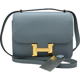 エルメス HERMES コンスタンス3ミニ W刻 ブルーラン ゴールド金具 スイフト レディース ショルダーバッグ