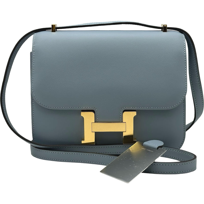 HERMES (エルメス) ショルダーバッグ/コンスタンス23 ブルー エルメス HERMES コンスタンス3ミニ W刻 ブルーラン ゴールド金具