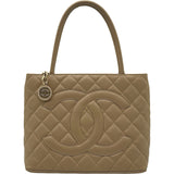 シャネル CHANEL 復刻トート A01804 8番台 ベージュ ゴールド金具 キャビアスキン レディース ハンドバッグ