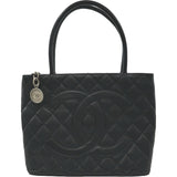 シャネル CHANEL 復刻トート A01804 6番台 ブラック シルバー金具 キャビア レディース ハンドバッグ