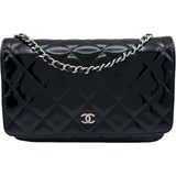 シャネル CHANEL マトラッセ チェーンウォレット A33814 15番台 ブラック シルバー金具 エナメル レディース ショルダーバッグ