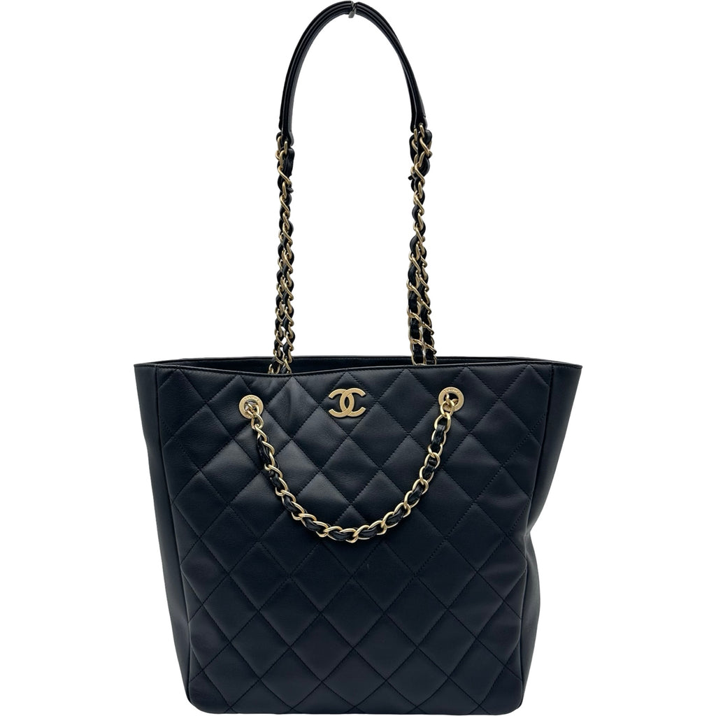 シャネル CHANEL マトラッセ チェーントートバッグ ブラック ゴールド 