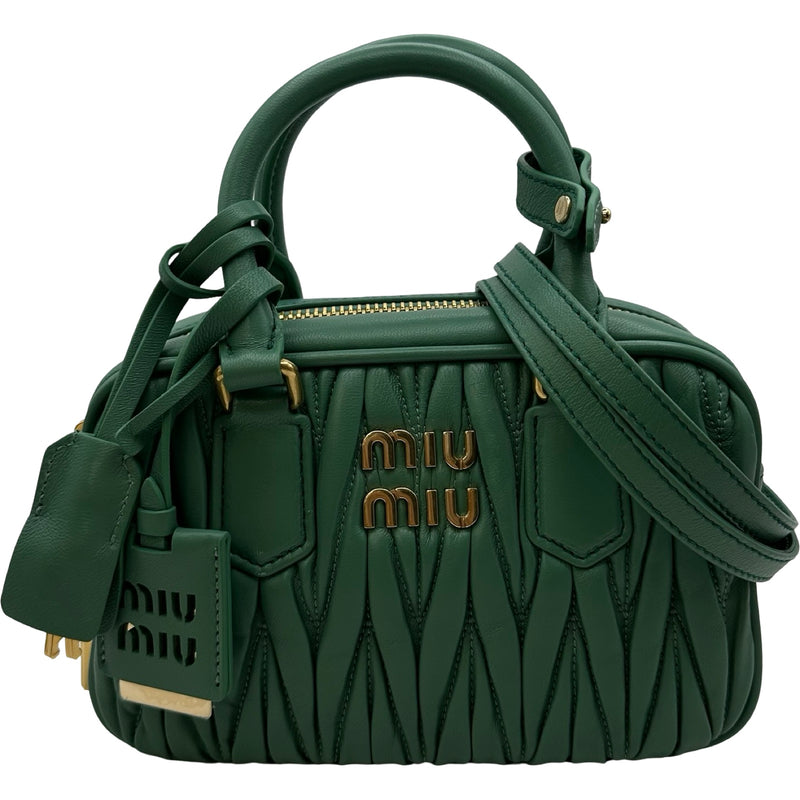 ミュウミュウ miu miu マルカディマテラッセバッグスモール 5BB123 べージュ ゴールド金具 ナッパレザー レディース ショルダーバッグ ミュウミュウ miu miu アルカディ マテラッセ バッグ 5BB123 グリーン