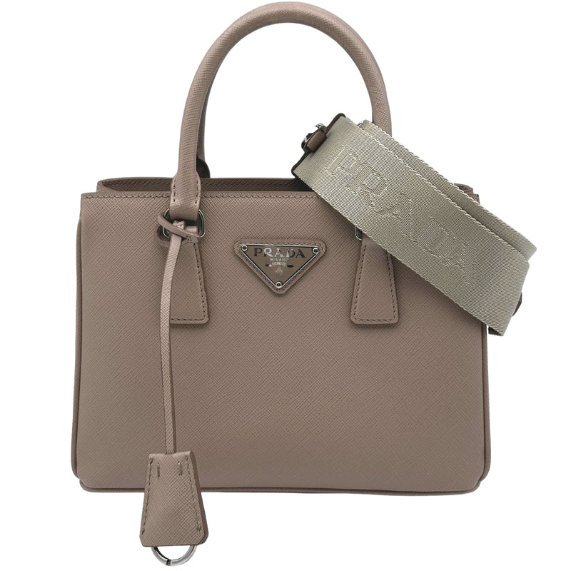 PRADA プラダ クロコダイル型押しレザー シルバー金具 ベルト ブラウン プラダ PRADA ガレリア ミニ 1BA296 ベージュ シルバー金具