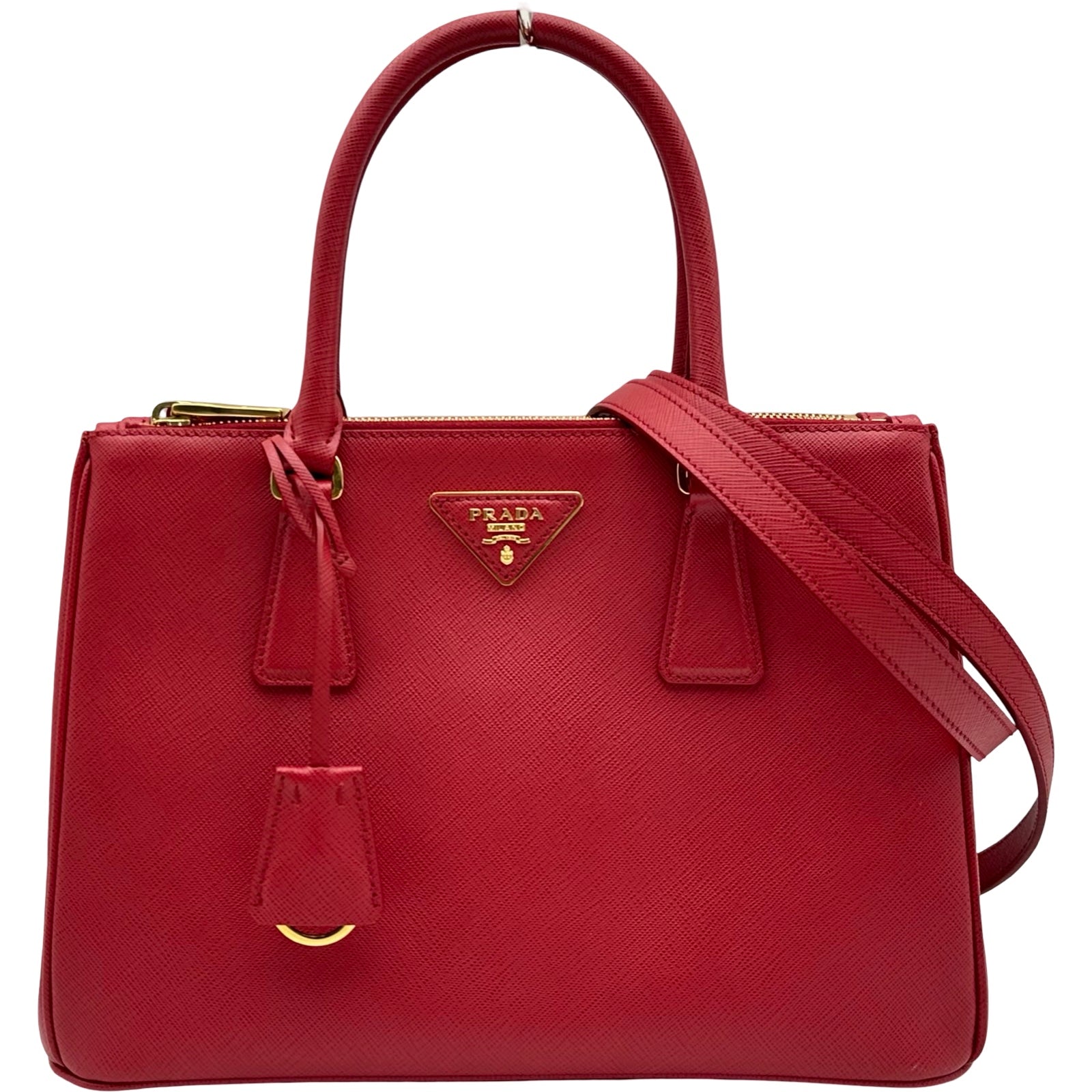 プラダ PRADA ガレリア ミディアム 1BA863 レッド サフィアーノレザー