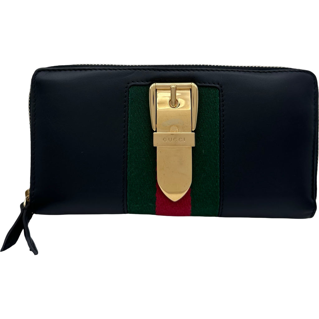 グッチ GUCCI シルヴィ ウォレット 476083 ブラック ゴールド金具 レザー レディース 長財布 グッチ GUCCI シルヴィ ウォレット 476083 ブラック ゴールド金具
