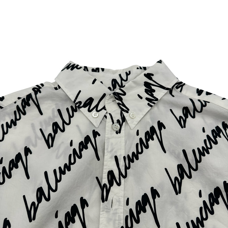 バレンシアガ BALENCIAGA ロゴ総柄長袖シャツ 662983 ホワイト