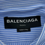 バレンシアガ BALENCIAGA ストライプ長袖シャツ 485971 ブルー コットン メンズ 長袖シャツ