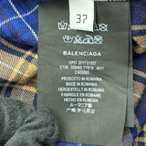 バレンシアガ BALENCIAGA バックロゴチェック長袖シャツ 508465 ブルー コットン メンズ 長袖シャツ
