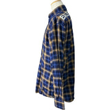 バレンシアガ BALENCIAGA バックロゴチェック長袖シャツ 508465 ブルー コットン メンズ 長袖シャツ