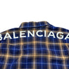 バレンシアガ BALENCIAGA バックロゴチェック長袖シャツ 508465 ブルー コットン メンズ 長袖シャツ