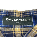 バレンシアガ BALENCIAGA バックロゴチェック長袖シャツ 508465 ブルー コットン メンズ 長袖シャツ