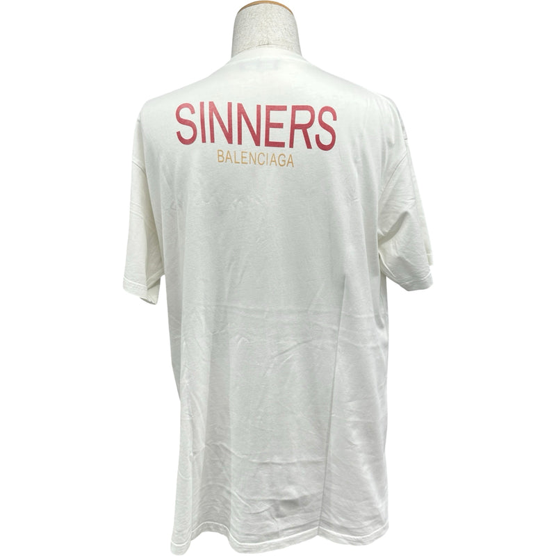 バレンシアガ BALENCIAGA SINNERSロゴ半袖Tシャツ 489862 ホワイト