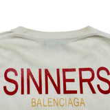 バレンシアガ BALENCIAGA SINNERSロゴ半袖Tシャツ 489862 ホワイト コットン メンズ 半袖Ｔシャツ