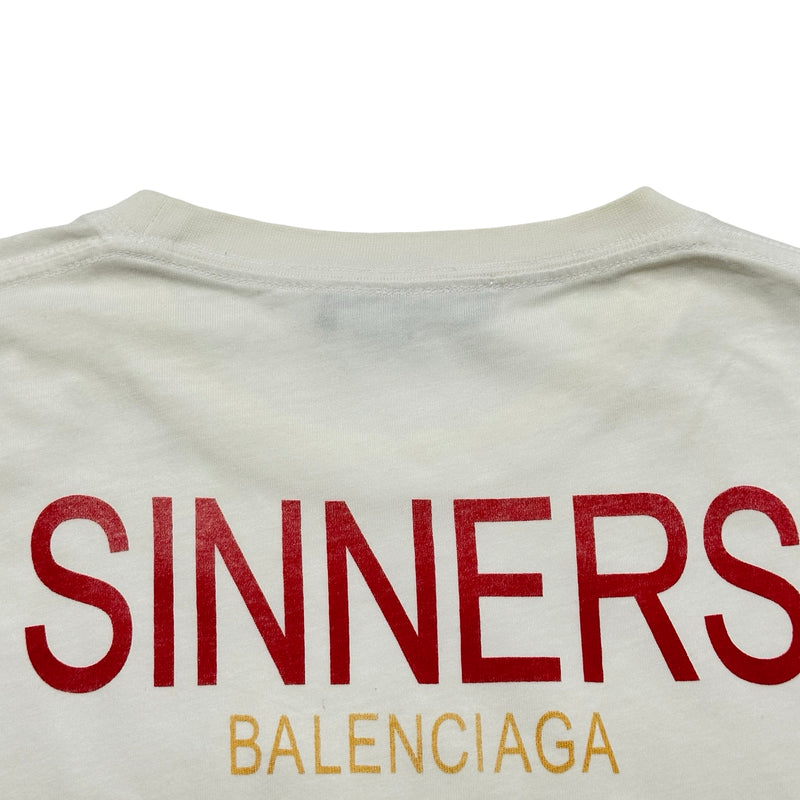 バレンシアガ BALENCIAGA SINNERSロゴ半袖Tシャツ 489862 ホワイト