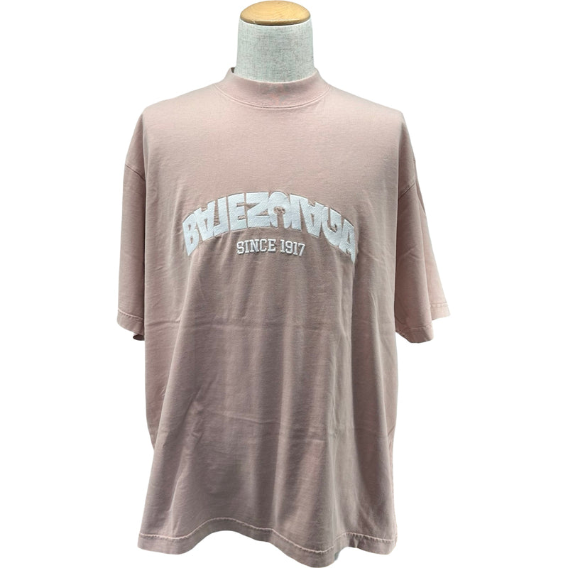 バレンシアガ BALENCIAGA バックフリップロゴ刺繍半袖Tシャツ 764235