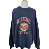 バレンシアガ BALENCIAGA カレッジロゴクルーネックニットセーター 675267 ネイビー コットン メンズ セーター