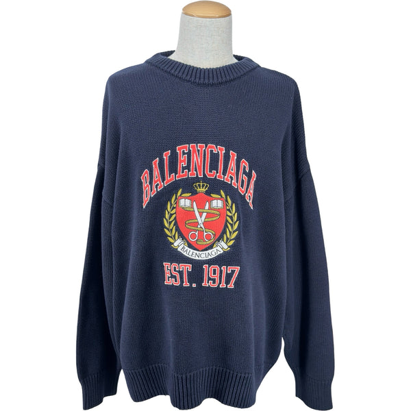 バレンシアガ BALENCIAGA カレッジロゴクルーネックニットセーター