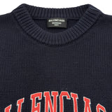 バレンシアガ BALENCIAGA カレッジロゴクルーネックニットセーター 675267 ネイビー コットン メンズ セーター