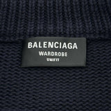 バレンシアガ BALENCIAGA カレッジロゴクルーネックニットセーター 675267 ネイビー コットン メンズ セーター