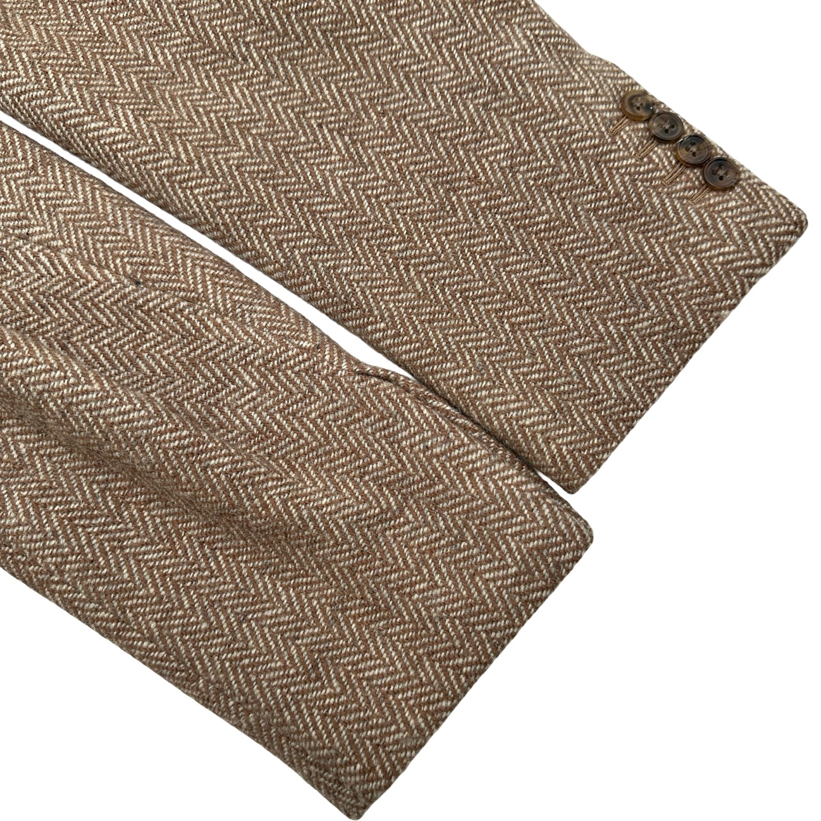 HERMES エルメス 麻100% テーラードジャケット ヘリンボーン 42 エルメス HERMES ウールヘリンボーンジャケット ブラウン ウール
