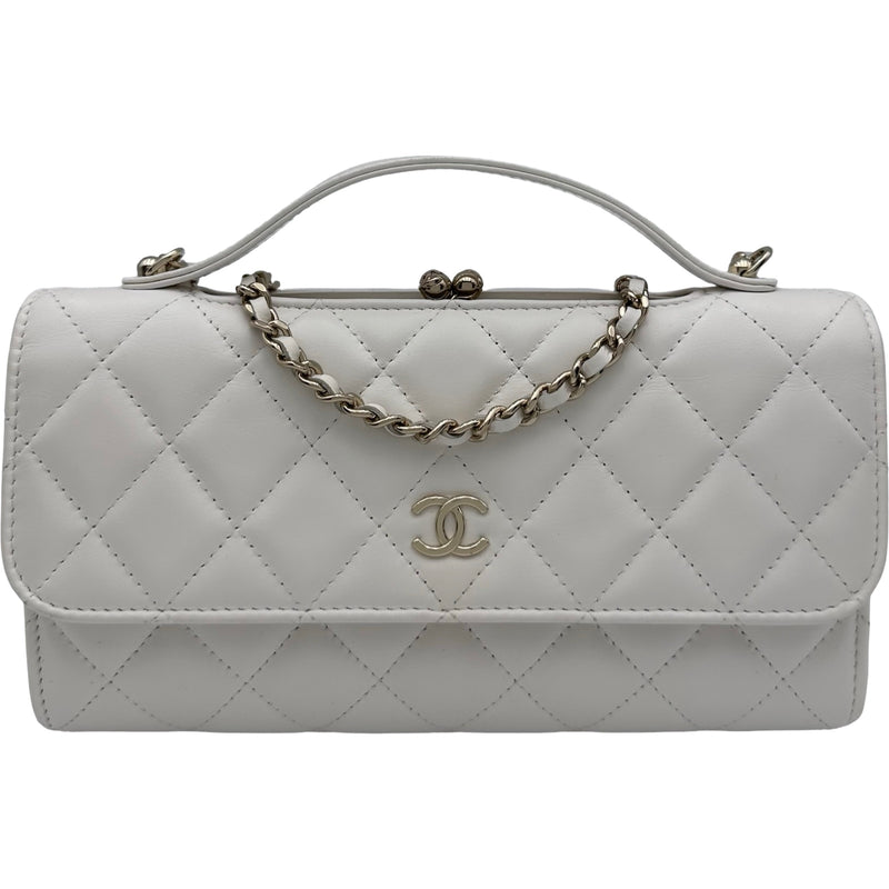 シャネル CHANEL マトラッセフラップ フォンショルダー AP2875 ホワイト ゴールド金具 ラム レディース ショルダーバッグ シャネル CHANEL マトラッセフラップ フォンショルダー AP2875